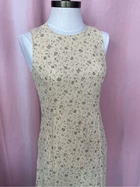 Vintage Jacob Floral Slip Dress Size 3 Butter Yellow Minimalist Sleeveless Midi